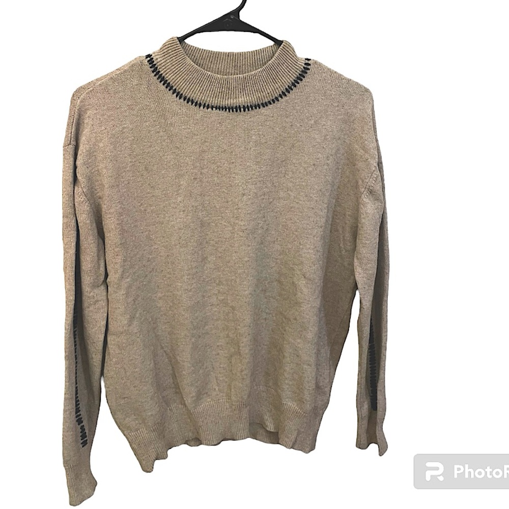 RD Style Tan with Black Stitching Details Sweater (Stitch Fix Exclusive) in XL - Picture 2 of 11
